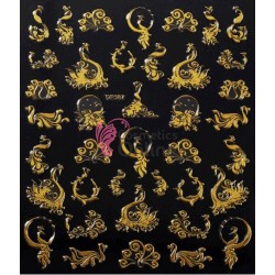 Stickere 3D cu modele deosebite pentru unghii Cod DP387 Paun Auriu